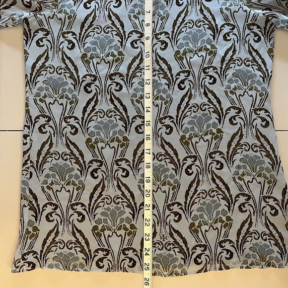 Tory Burch 100% Silk Wallpaper Floral Keyhole Frill Blouse Top Blue Size 4 - Picture 12 of 13
